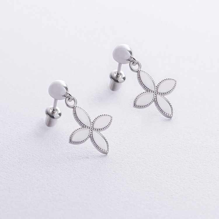 Сережки - пусети "Конюшина" в сріблі 122878 від ювелірного магазину Онікс