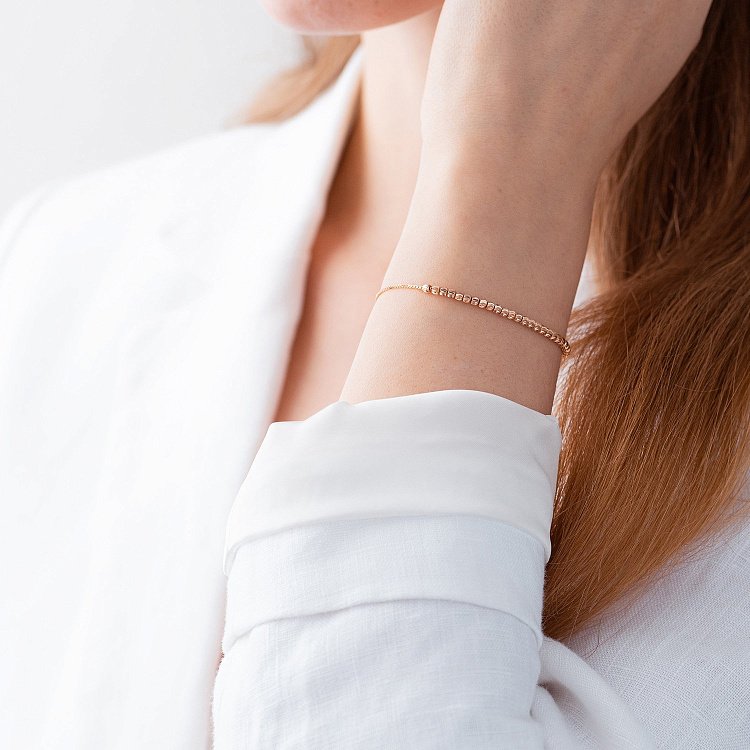 Шариковый браслет из красного золота б04786 от ювелирного магазина Оникс - 3