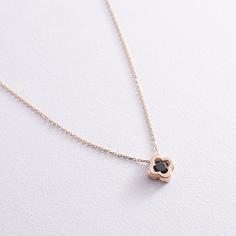 Кольє "Конюшина" в жовтому золоті (фіаніт) кол01127 від ювелірного магазину Онікс - 1