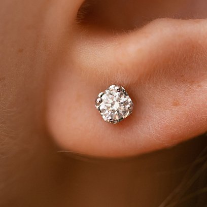 Золоті сережки - пусети "Сердечки" з діамантами сб0394 №2