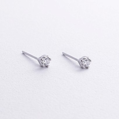 Срібні сережки - пусети (фіаніти) 121893