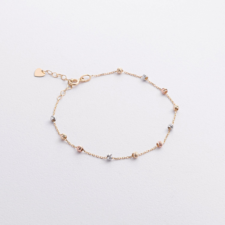 Браслет "Шарики" в трех цветах золота б04225 от ювелирного магазина Оникс