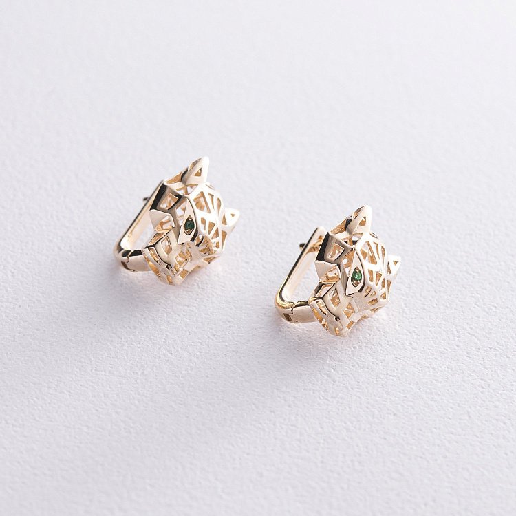 Серьги "Пантеры" в желтом золоте с08120 от ювелирного магазина Оникс - 2
