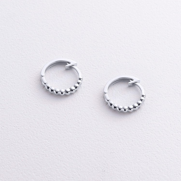 Серьги - кольца в белом золоте (шарики) с09044 от ювелирного магазина Оникс - 2