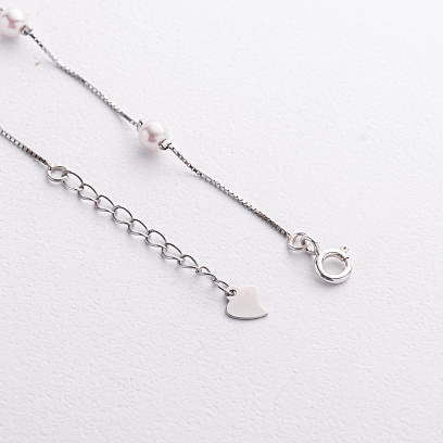 Срібний браслет з перлами 141911 №3