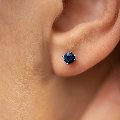 Золотые серьги - пусеты с сапфирами сб0389 №7