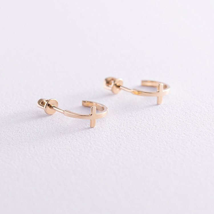 Золоті сережки - пусети "Хрестики" с07010 від ювелірного магазину Онікс - 2