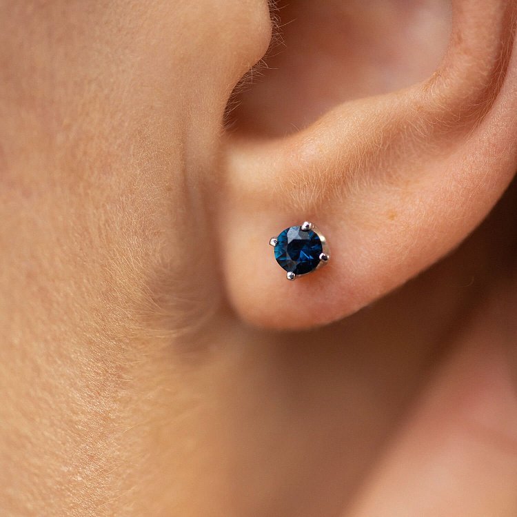 Золотые серьги - пусеты с сапфирами сб0389 от ювелирного магазина Оникс - 6