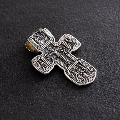 Серебряный православный крест "Распятие Христово. Икона Божией Матери "Толгская" 133006 №3