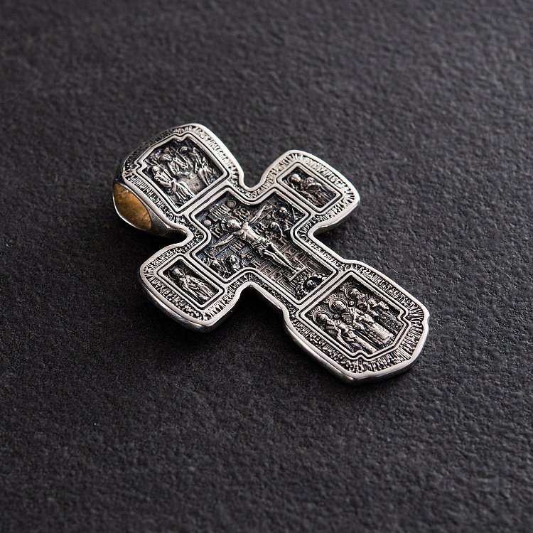 Серебряный православный крест "Распятие Христово. Икона Божией Матери "Толгская" 133006 - 2 Серебряный православный крест "Распятие Христово. Икона Божией Матери "Толгская" 133006 от ювелирного магазина Оникс - 2