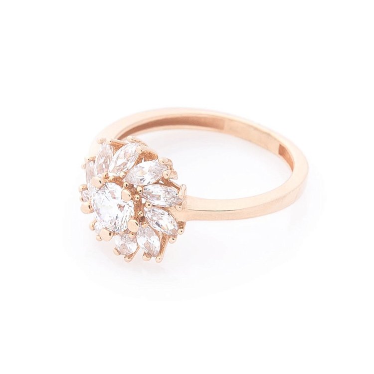 Золотые серьги "Цветок" (фианиты) с04462 от ювелирного магазина Оникс - 2