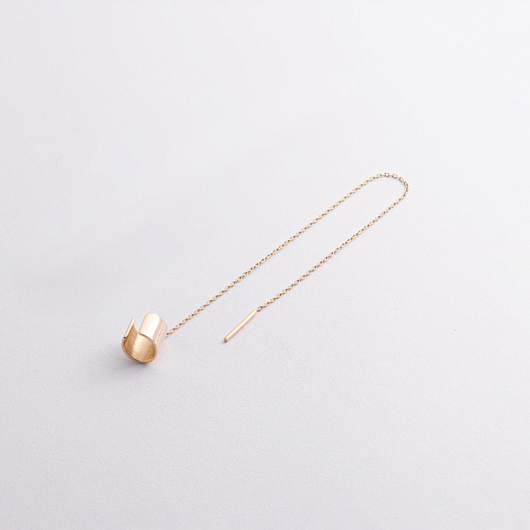 Сережки - каффа з ланцюжком (жовте золото) с09446 - 1 Сережки - каффа з ланцюжком (жовте золото) с09446 від ювелірного магазину Онікс - 1