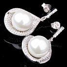 Срібні сережки (фіаніти, штучні перли) 121157 от ювелирного магазина Оникс
