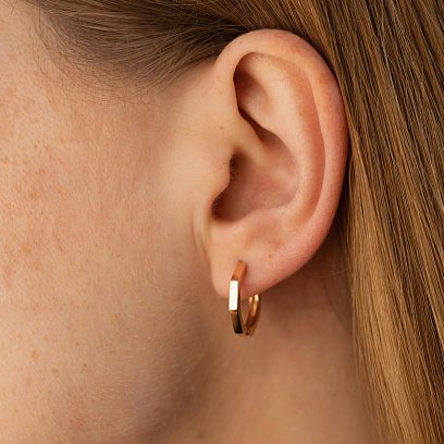 Серьги - кольца "Геометрия" в красном золоте с08571 №4