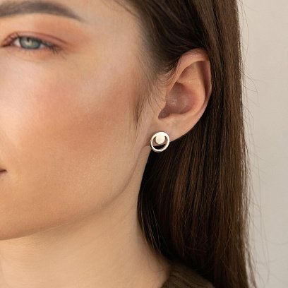 Сережки - пусети "Щирість" в білому золоті с06978 №3