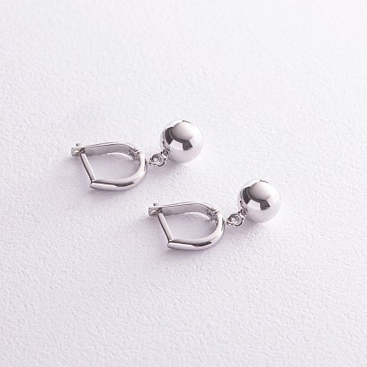 Сережки "Кульки" у білому золоті с07977 №3