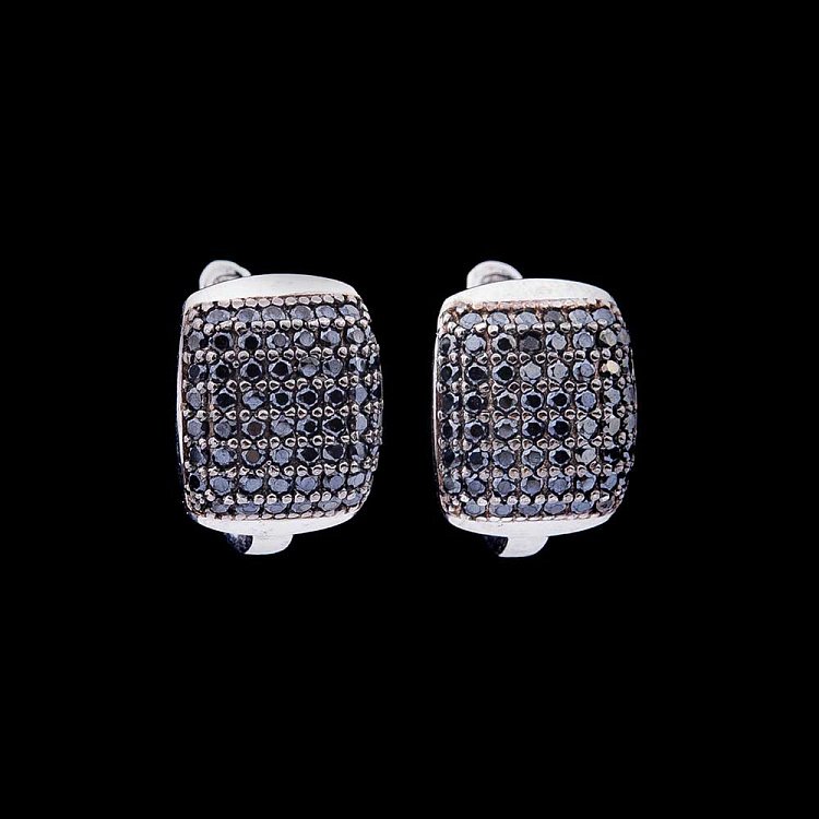 Золотые серьги с фианитами с03649 от ювелирного магазина Оникс - 1