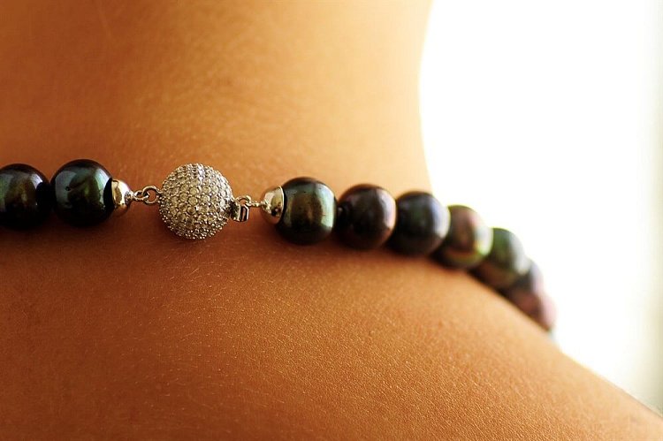 Колье (культивированный морской жемчуг,золото 585",фианиты) кол00507 от ювелирного магазина Оникс - 7