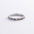 Серебряное кольцо с дорожкой голубых и желтых камней 8151 от ювелирного магазина Оникс - 2