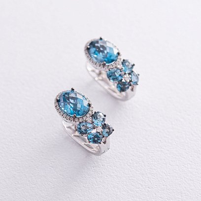 Золоті сережки (топази, діаманти) сб0723gm