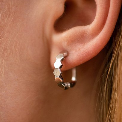 Серьги из белого золота на английской застежке с06387 №3