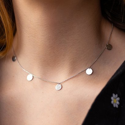 Серебряное колье "Монетки" 908-01149