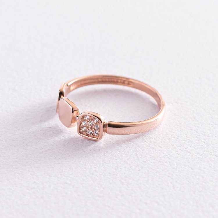 Золота каблучка з фіанітами та емаллю 380498е від ювелірного магазину Онікс - 2