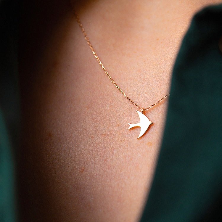 Кольє "Ластівка" у червоному золоті кол02158 від ювелірного магазину Онікс - 3