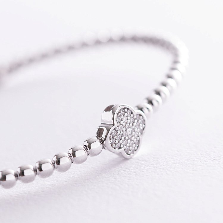 Золотий браслет з конюшиною (фіаніт) б04125 від ювелірного магазину Онікс - 2