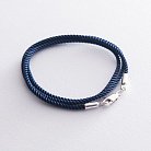 Шовковий синій шнурок з гладкою срібною застібкою (2 мм) 18496 от ювелирного магазина Оникс