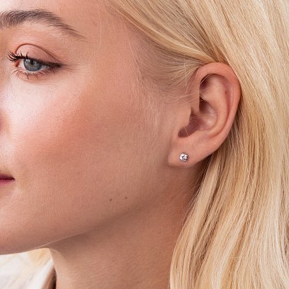 Сережки - пусети "Сердечка" в білому золоті (фіаніти) с06918 №6