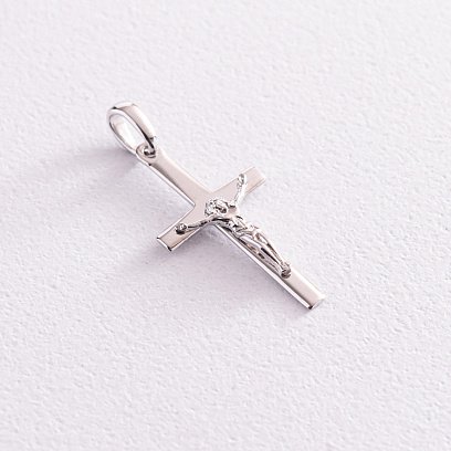 Золотой крестик с распятием (родий) п01818