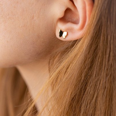 Золоті сережки-пусети з метеликами с06226 №3