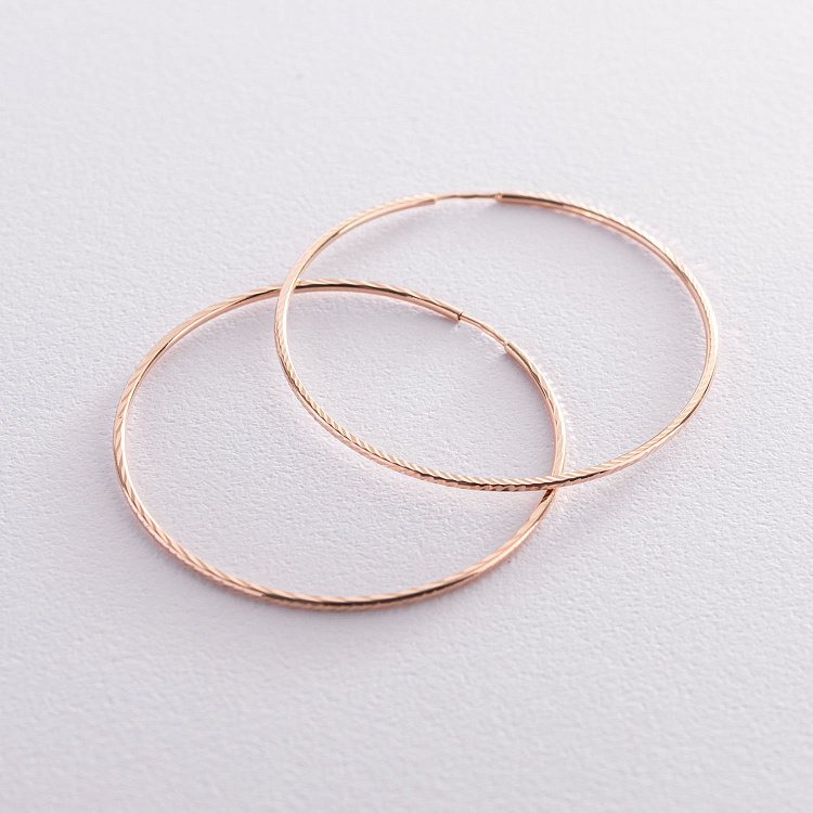 Сережки - кільця в червоному золоті (4.4 см) с07342 від ювелірного магазину Онікс