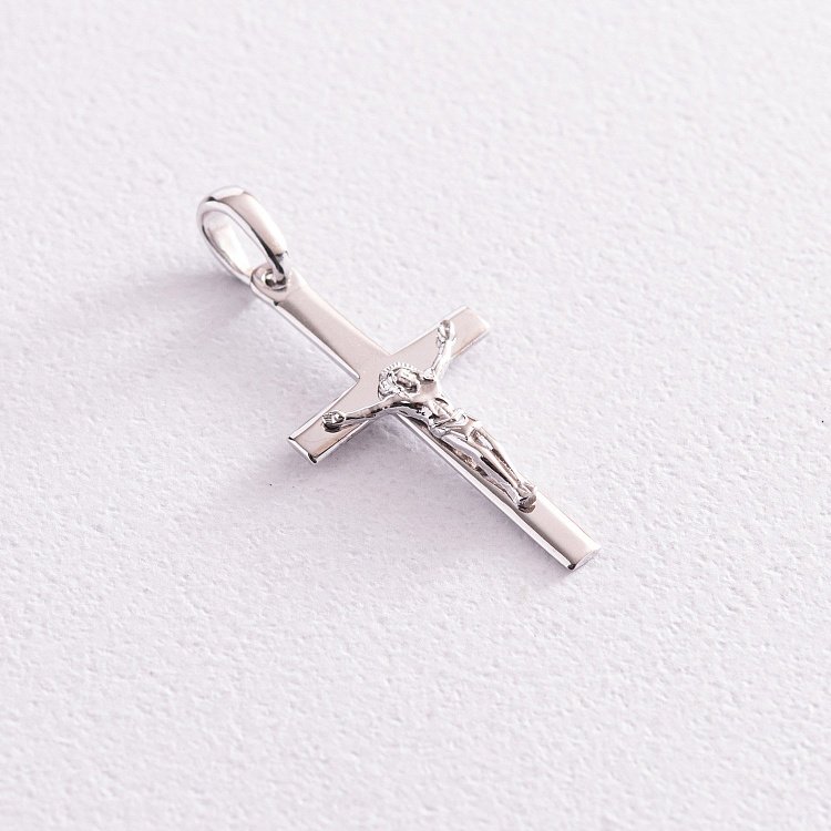 Золотой крестик с распятием (родий) п01818 от ювелирного магазина Оникс