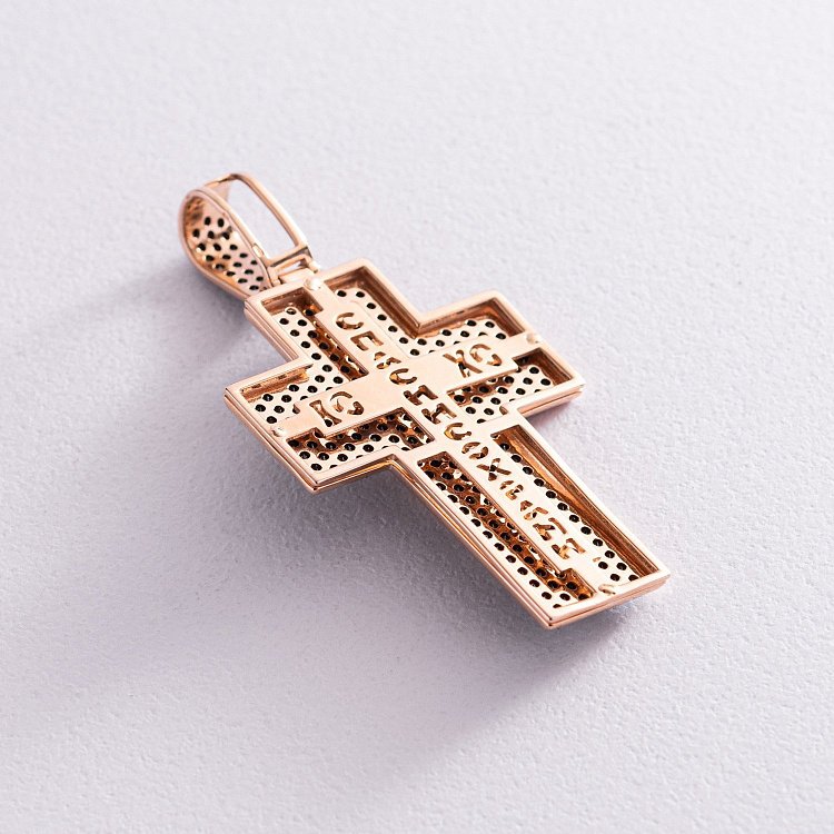Золотой крест "Распятие. Спаси и Сохрани" с фианитами 270049 від ювелірного магазину Онікс - 2
