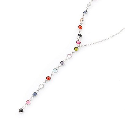 Серебряное колье с разноцветными фианитами 18657 №4