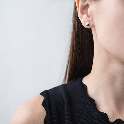 Серебряные серьги "Квадратики" 122557 №2