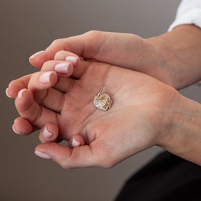 Подвеска для фото "Сердечко" в белом золоте п02964 №2