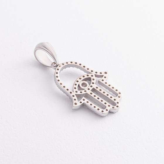 Серебряный кулон "Хамса" с фианитами 1185 №3