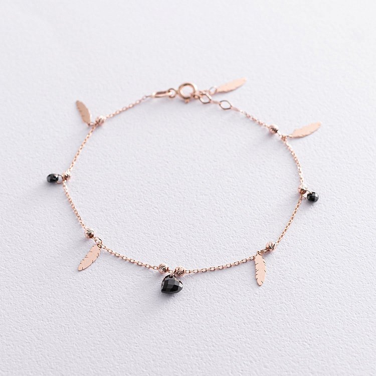 Золотий браслет "Пір'ячко" з фіанітами б04632 від ювелірного магазину Онікс