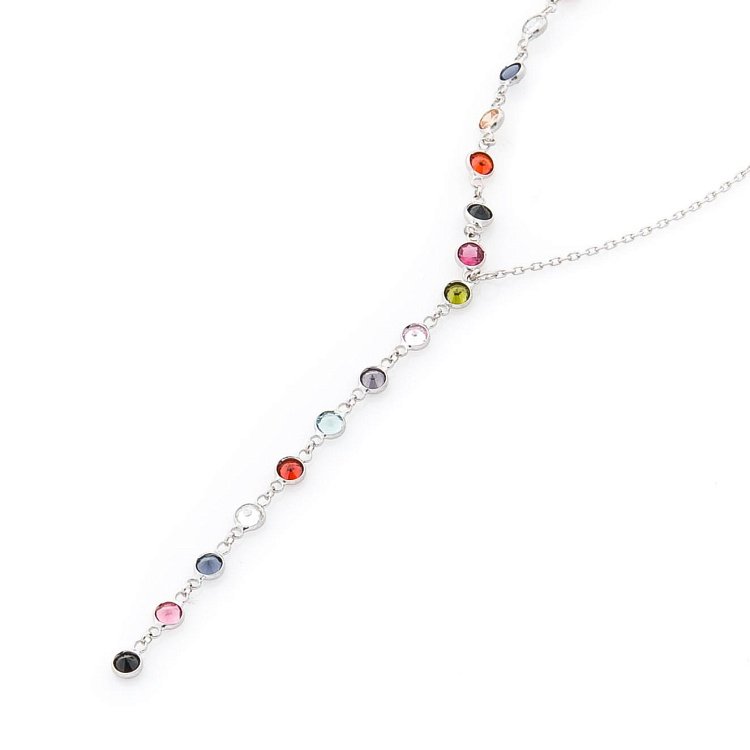 Серебряное колье с разноцветными фианитами 18657 от ювелирного магазина Оникс - 3