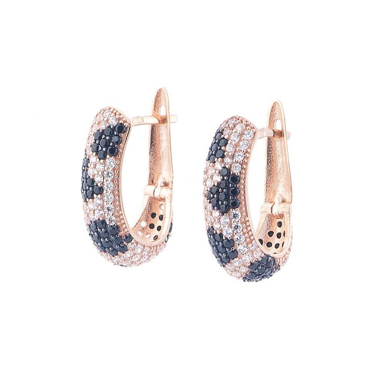 Золотые серьги с фианитами с04986 от ювелирного магазина Оникс - 1