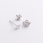 Золотые серьги - пусеты "Цветочки" 2 в 1 с бриллиантами сб0615cha от ювелирного магазина Оникс - 1