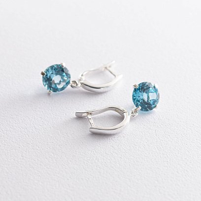 Серебряные серьги "Влечение" (шт. топаз) 122857 №3