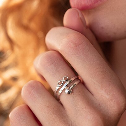 Каблучка "Сердечко і нескінченність" у білому золоті к07117 №5