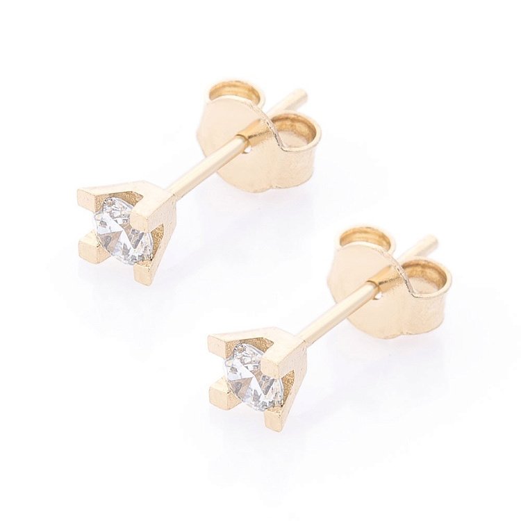 Золоті сережки-пусети з фіанітами с06151 від ювелірного магазину Онікс