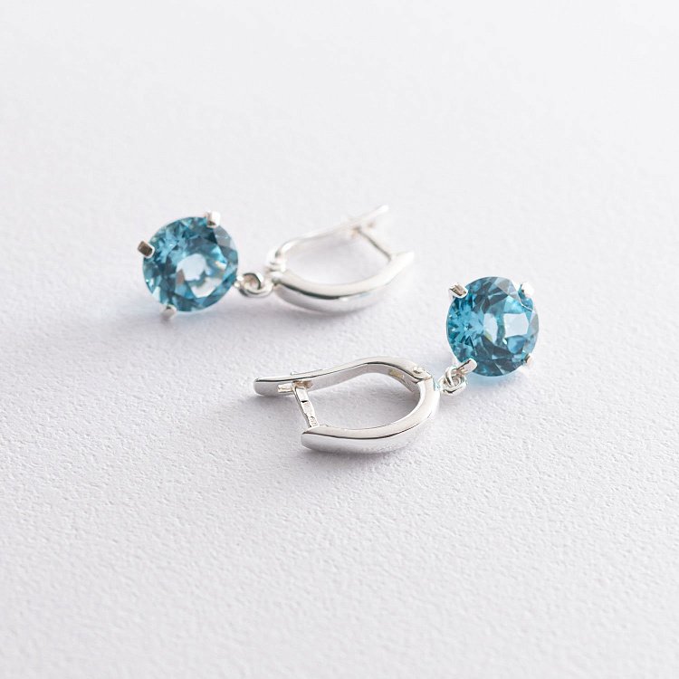 Серебряные серьги "Влечение" (шт. топаз) 122857 от ювелирного магазина Оникс - 4