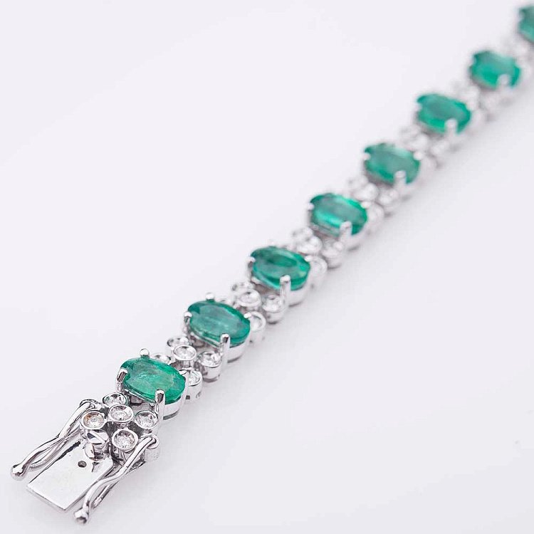 Золотий браслет з смарагдами і діамантами бр1697 від ювелірного магазину Онікс - 2