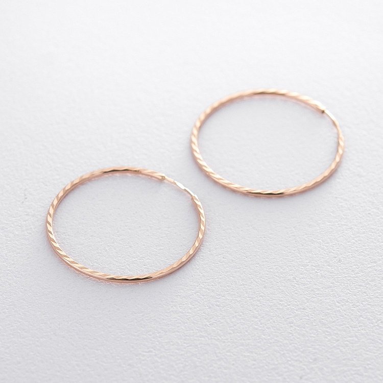 Сережки - кільця в червоному золоті (2.9 см) с01877 від ювелірного магазину Онікс